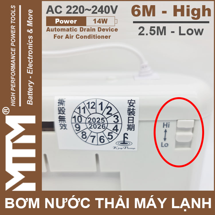 May Bom Nuoc Thai May Lanh 220V 14W 2m5 6M Kingpump Chinh Bom Cao May Bom Nuoc Thai May Lanh 220V 14W 2m5 6M Kingpump Chinh Bom Cao