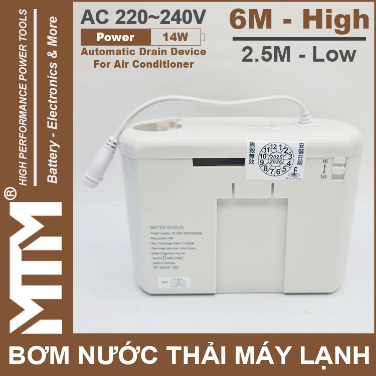 May Bom Nuoc Thai May Lanh 220V 14W 2m5 6M Kingpump Mat Sau May Bom Nuoc Thai May Lanh 220V 14W 2m5 6M Kingpump Mat Sau