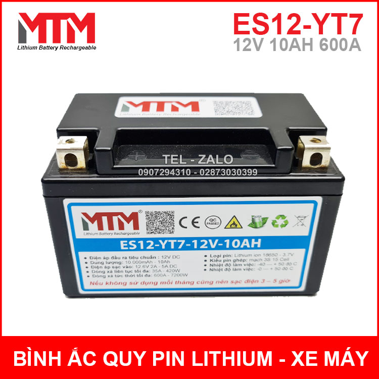 Binh Ac Quy Pin Xe May 12V 10Ah 600A ESYT7 Binh Ac Quy Pin Xe May 12V 10Ah 600A ESYT7