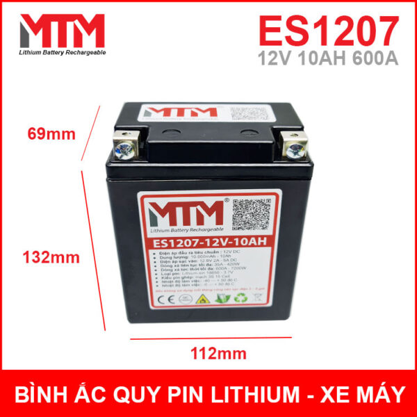Kich Thuoc Ac Quy Xe May Pin Lithium 12v 10ah ES1207 Kich Thuoc Ac Quy Xe May Pin Lithium 12v 10ah ES1207