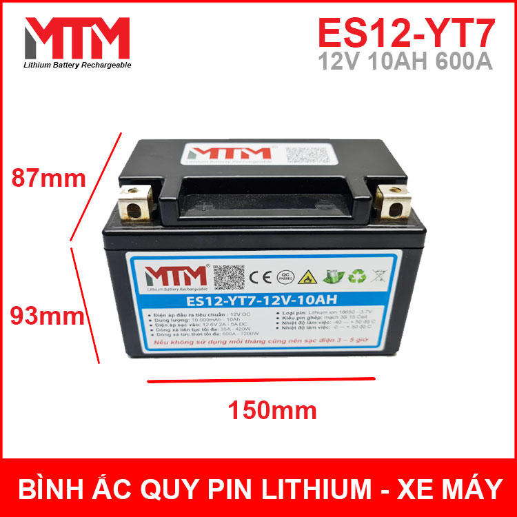 Kich Thuoc Binh Ac Quy Pin Xe May 12V 10Ah 600A ESYT7 Kich Thuoc Binh Ac Quy Pin Xe May 12V 10Ah 600A ESYT7