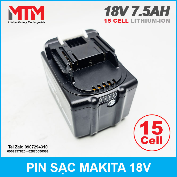 Pin Makita 15 Cell 18v Co Bao Dung Luong 7500mah Pin Makita 15 Cell 18v Co Bao Dung Luong 7500mah