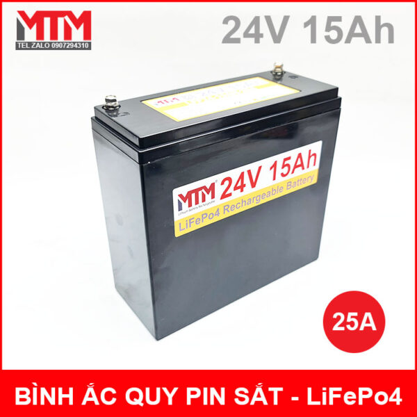 Binh Ac Quy Pin Sat LiFePo4 24V 15Ah 25A Binh Ac Quy Pin Sat LiFePo4 24V 15Ah 25A
