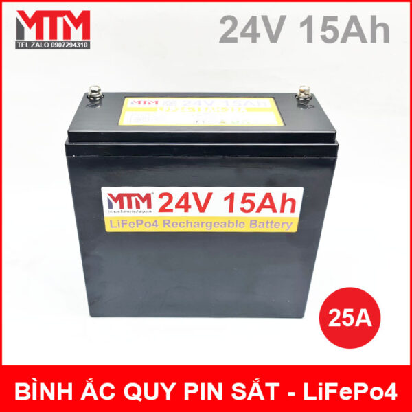 Binh Ac Quy Pin Sat LiFePo4 24V 15Ah 25A Chinh Hang Binh Ac Quy Pin Sat LiFePo4 24V 15Ah 25A Chinh Hang