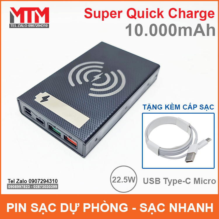 Pin Sac Du Phong 5 Cell 10000mah Sac Nhanh Khong Day QC PD Pin Sac Du Phong 5 Cell 10000mah Sac Nhanh Khong Day QC PD