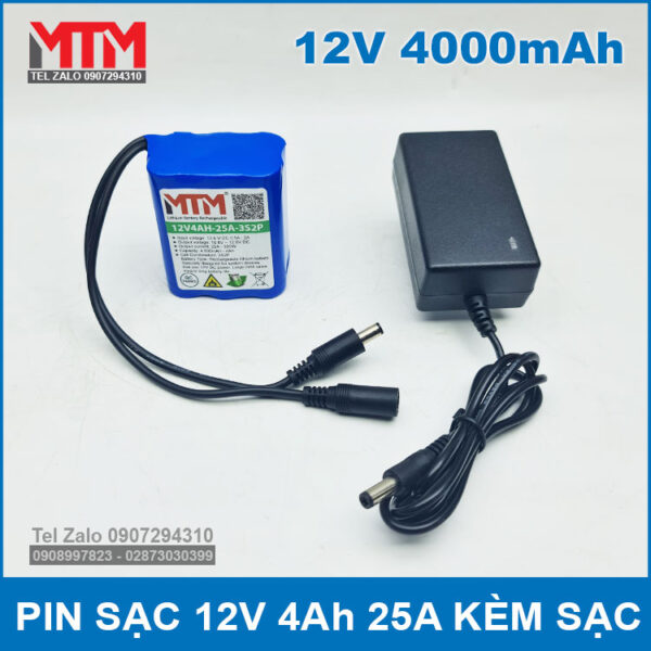 Pin 12v 4000mah 25A Kem Sac Pin 12v 4000mah 25A Kem Sac