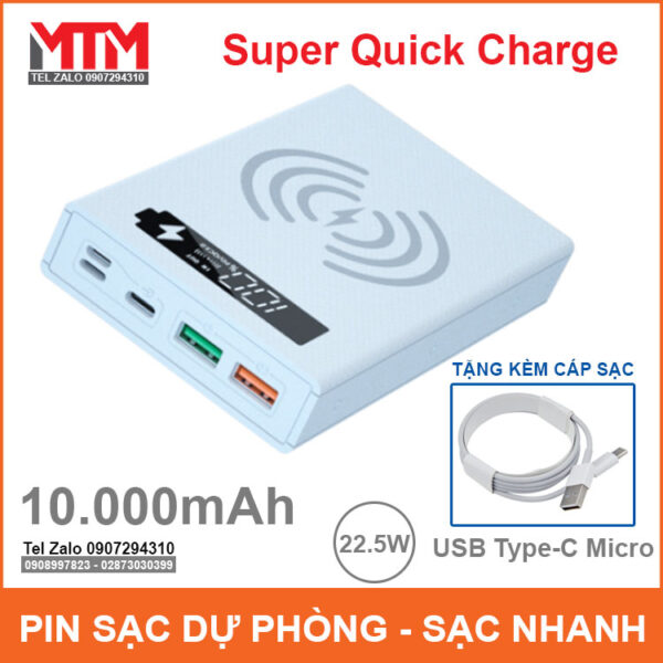 Sac Du Phong Khong Day Trang 10000mah Sac Du Phong Khong Day Trang 10000mah