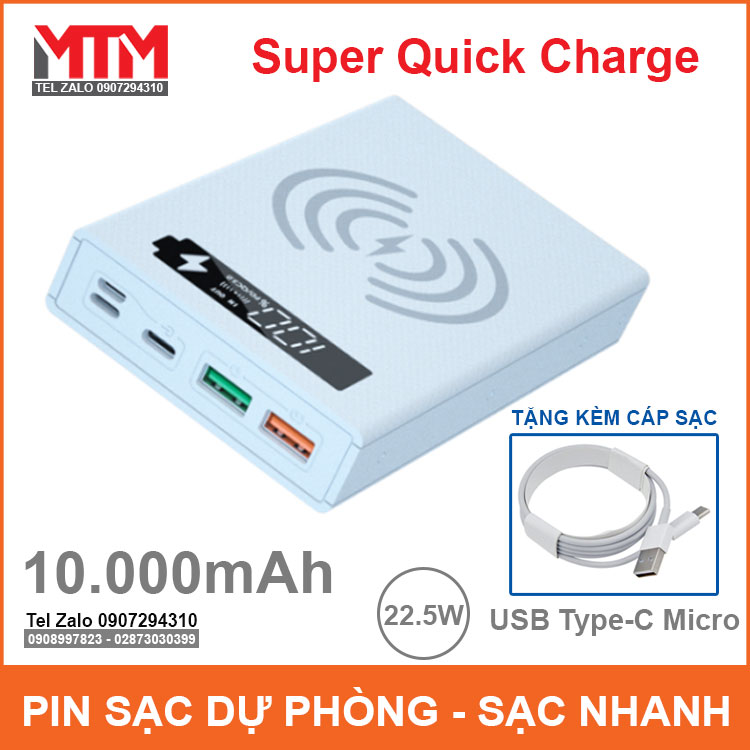 Sac Du Phong Khong Day Trang 10000mah Sac Du Phong Khong Day Trang 10000mah