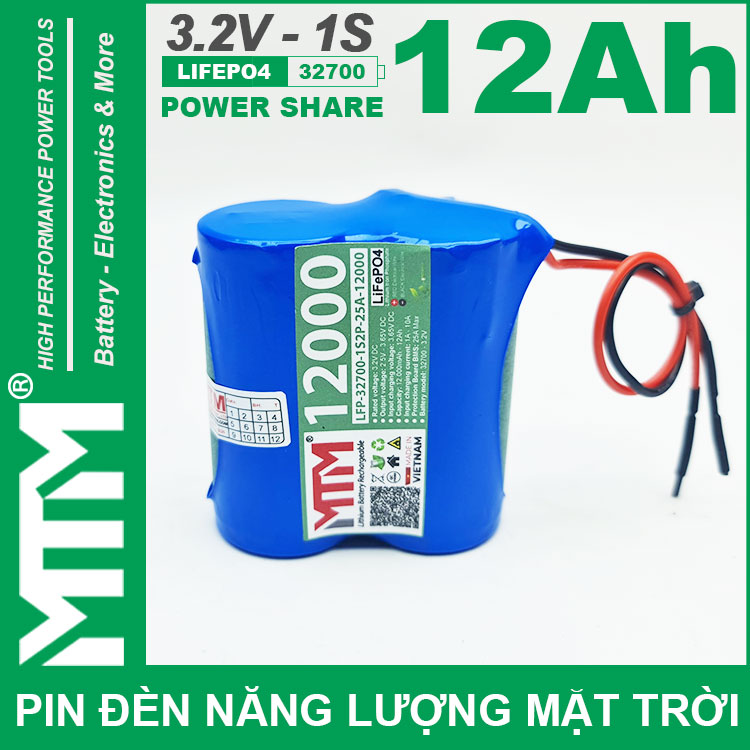 Pin Den Nang Luong Mat Troi 3v2 12Ah 12000mAh Cell Pin Sat Lifepo4 32700