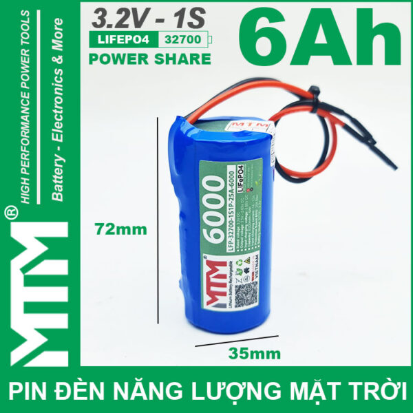 Pin Den Nang Luong Mat Troi 3v2 6Ah 6000mAh Cell Pin Sat Lifepo4 32700 Kich Thuoc
