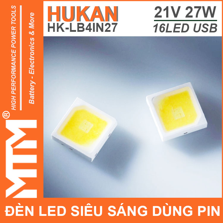 Chip Den Led Du Phong Sieu Sang 21V 27W 16LED Cong Sac USB Pin Chan Pho Thong Hukan HK LB4IN27