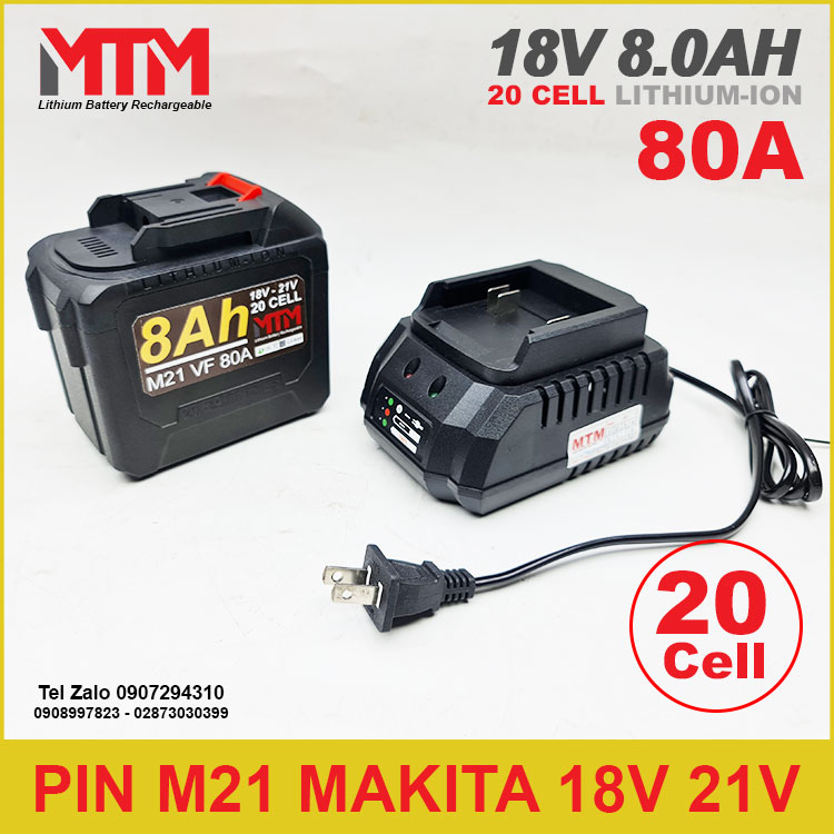 Pin May Khoan 18V 21V 8Ah Chan Pho Thong Va Sac