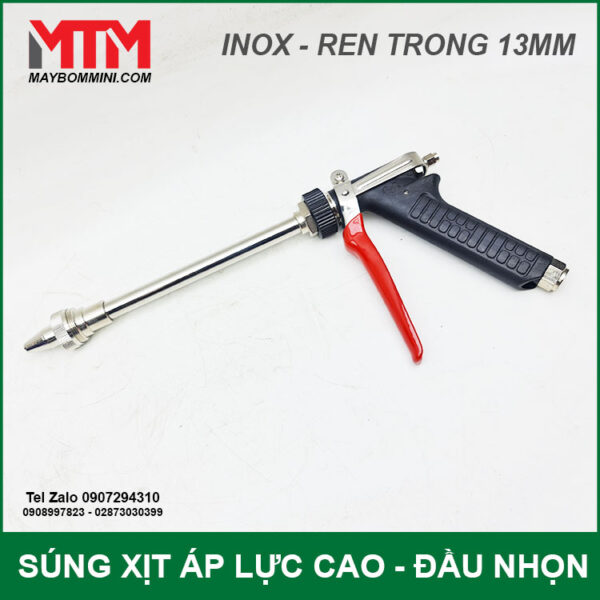 Sung Xit Rua Xe Ap Luc Cao Inox Dau Nhon QM Sung Xit Rua Xe Ap Luc Cao Inox Dau Nhon QM