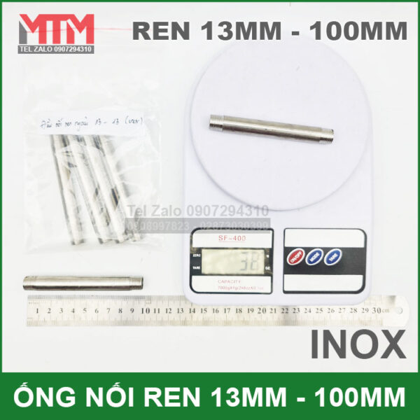 Noi Ong Inox Ren 13mm 100mm Noi Ong Inox Ren 13mm 100mm