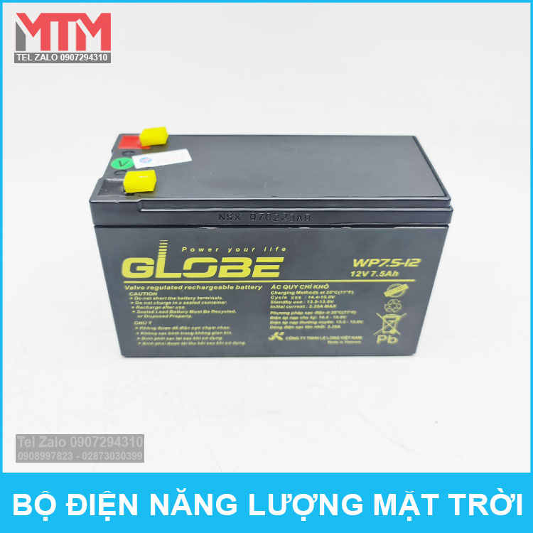Binh Ac Quy 12V 7500mah Globe Bo Dien Nang Luong Mat Troi