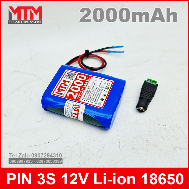 Pin Sac Lithium Li Ion 12v 2000mah 5A Chinh Hang Pin Sac Lithium Li Ion 12v 2000mah 5A Chinh Hang