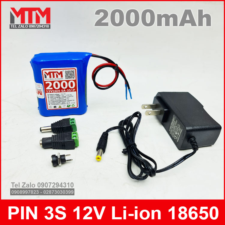 Pin Sac Lithium Li Ion 12v 2000mah 5A Kem Sac Pin Sac Lithium Li Ion 12v 2000mah 5A Kem Sac