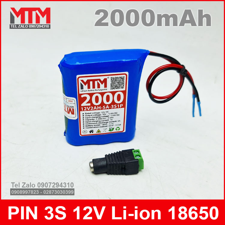 Pin Sac Lithium Li Ion 12v 2000mah 5A Pin Sac Lithium Li Ion 12v 2000mah 5A