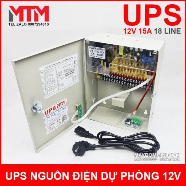 Box Nguon Dien Du Phong UPS 12V 15A 18 Line Chinh Hang Box Nguon Dien Du Phong UPS 12V 15A 18 Line Chinh Hang