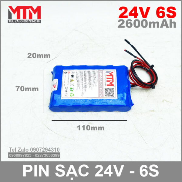 Pin Sac 24V 6S 65A 2600mah 6S1P Kich Thuoc Pin Sac 24V 6S 65A 2600mah 6S1P Kich Thuoc