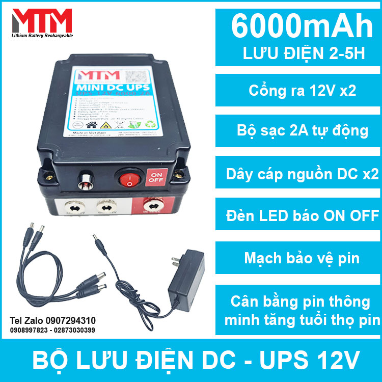 Bo Luu Dien Modem Wifi Gia Dinh 12VDC 6000mah 2A MTM Bo Luu Dien Modem Wifi Gia Dinh 12VDC 6000mah 2A MTM