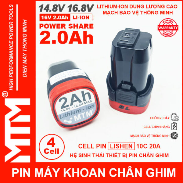 Pin May Khoan Chan Ghim 16v8 2ah 4cell Lishen MTM Pin May Khoan Chan Ghim 16v8 2ah 4cell Lishen MTM