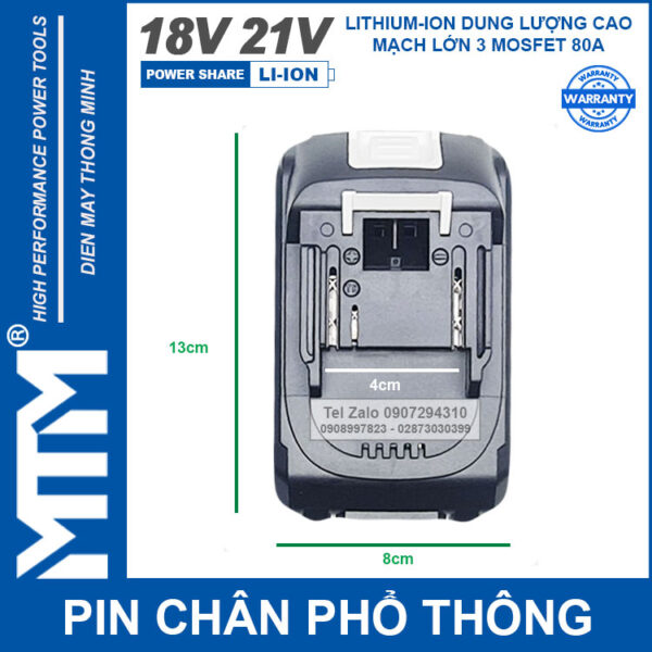 Pin Makita 5 Cell 10 Cell 20 Cell 80A Co Den Bao Pin Dung Cho May Khoan May Mai May Siet Den Pin Quat Cell 21700 Lishen Kich Thuoc