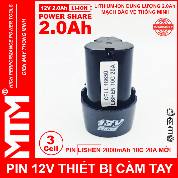 Pin May Khoan 12v 2000mah Khe B MTM Cell Lishen Pin May Khoan 12v 2000mah Khe B MTM Cell Lishen
