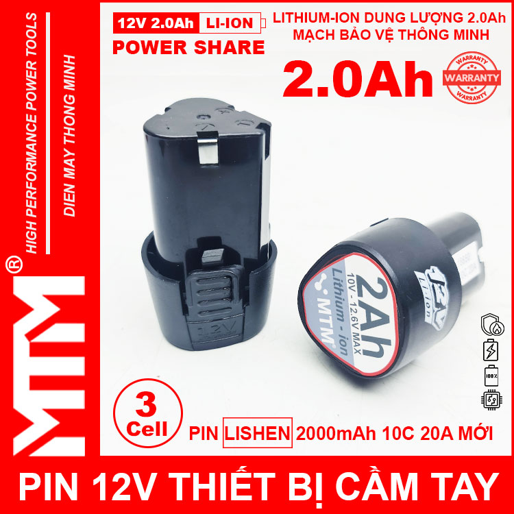 Pin May Khoan 12v 2000mah Khe B MTM Pin May Khoan 12v 2000mah Khe B MTM