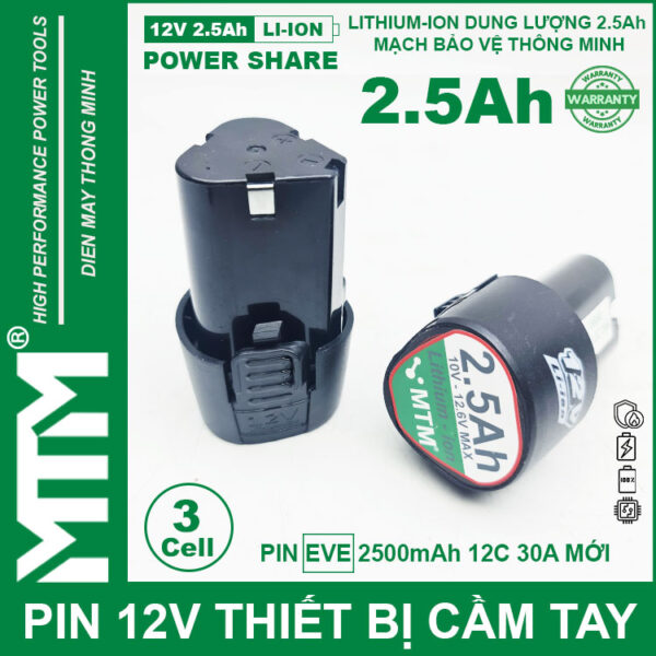Pin May Khoan 12v 2500mah Khe B MTM EVE Pin May Khoan 12v 2500mah Khe B MTM EVE
