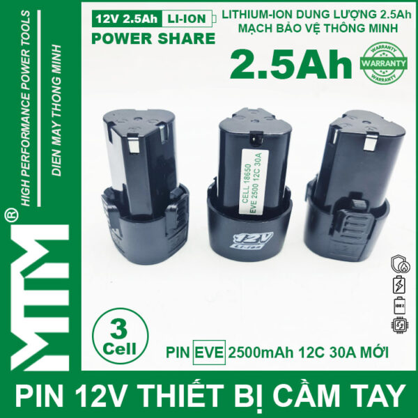 Pin May Khoan 12v 2500mah Khe B MTM EVE Cao Cap Pin May Khoan 12v 2500mah Khe B MTM EVE Cao Cap