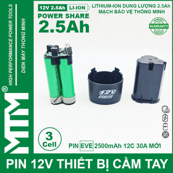 Pin May Khoan 12v Cell 2500 EVE Pin May Khoan 12v Cell 2500 EVE