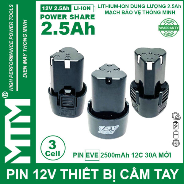 Ban Pin May Khoan 12v 2500mah Khe B MTM EVE Ban Pin May Khoan 12v 2500mah Khe B MTM EVE