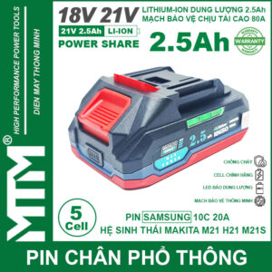 Pin Makita 5 Cell 2500mah 80A Den Bao Pin 2 Ben Cell Samsung