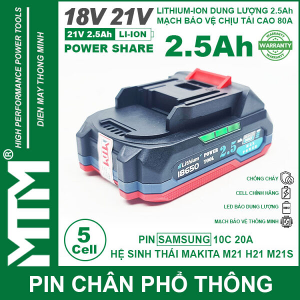 Pin Makita 5 Cell 2500mah 80A Den Bao Pin 2 Ben Cell Samsung Chinh Hang