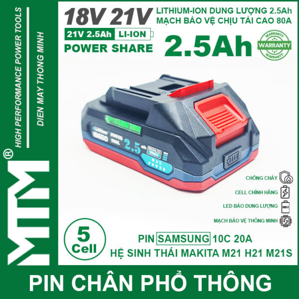 Pin Makita 5 Cell 2500mah 80A Den Bao Pin 2 Ben Cell Samsung Gia Re