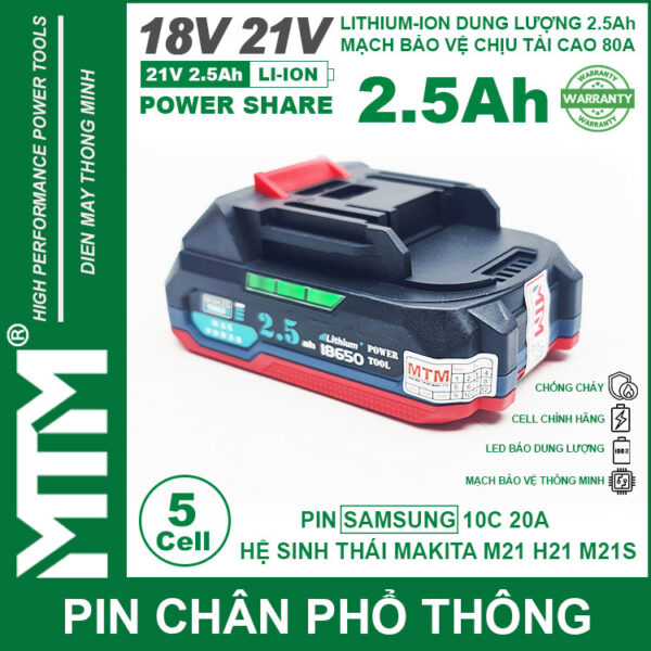 Pin Makita 5 Cell 2500mah 80A Den Bao Pin 2 Ben Cell Samsung Gia Re Cao Cap