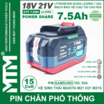 Pin Makita Chong Soc 15 Cell 7500mah 80A Den Bao Pin 2 Ben Cell Samsung Gia Re