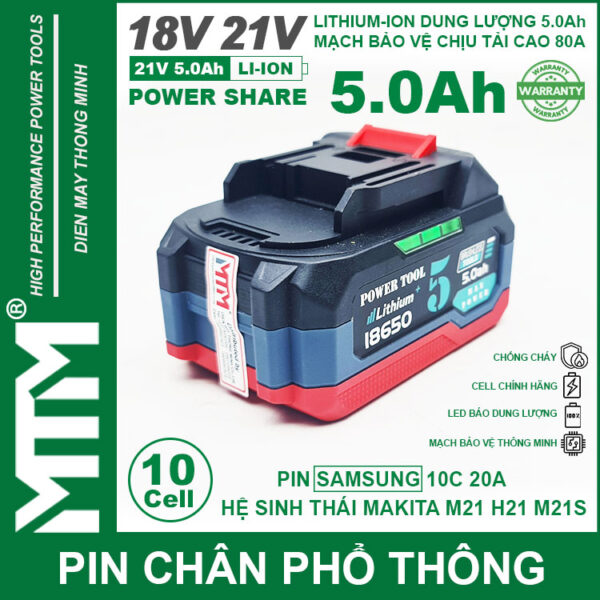 Ban Pin Makita 10 Cell 5000mah 80A Den Bao Pin 2 Ben Cell Samsung