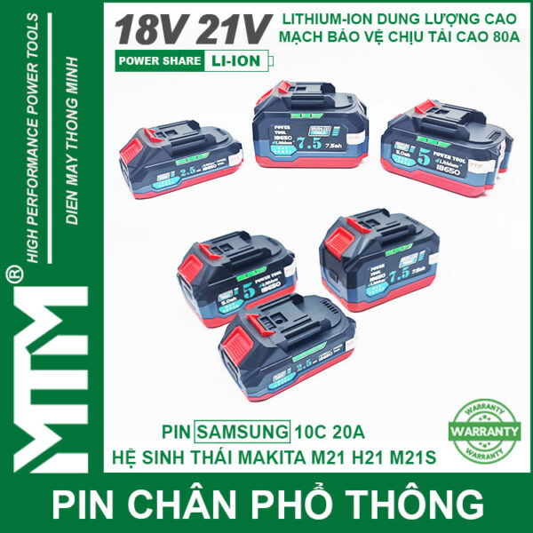 Ban Pin Makita Chong Soc 5cell 10 Cell 15 Cell 80A Den Bao Pin 2 Ben Cell Samsung