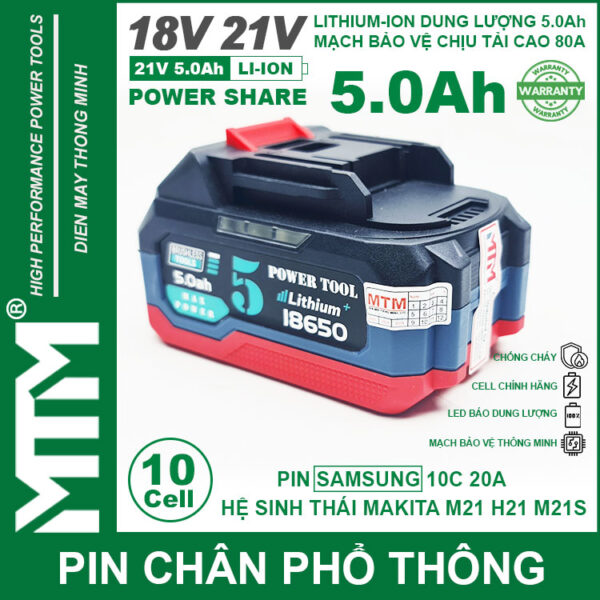 Chuyen Ban Pin Makita Chong Soc 10 Cell 5000mah 80A Den Bao Pin 2 Ben Cell Samsung