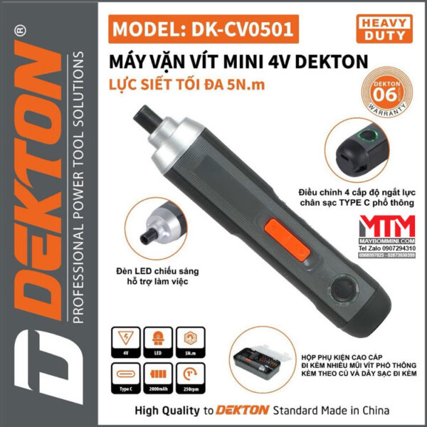 May Chuyen Vit Mini DEKTON DK CV0501 4 Cap Do Chan Sac Type C Kem Nhieu Phu Kien May Chuyen Vit Mini DEKTON DK CV0501 4 Cap Do Chan Sac Type C Kem Nhieu Phu Kien