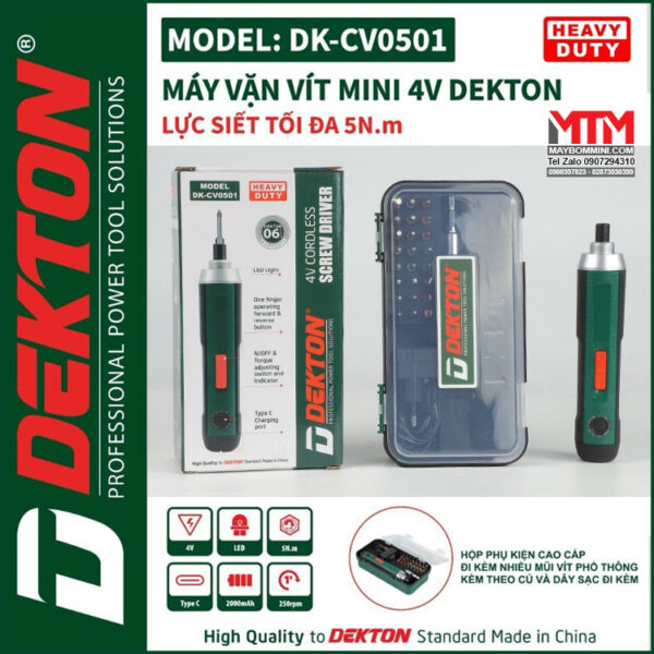 May Chuyen Vit Mini DEKTON DK CV0501 4 Cap Do Chan Sac Type C Kem Nhieu Phu Kien Chinh Hang May Chuyen Vit Mini DEKTON DK CV0501 4 Cap Do Chan Sac Type C Kem Nhieu Phu Kien Chinh Hang