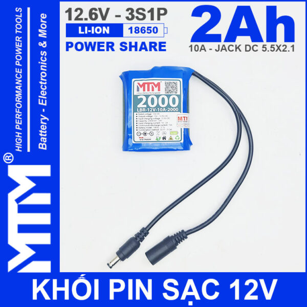 Khoi Pin Sac 12V 10A 3S1P Jack DC 18650 MTM 2000mah Khoi Pin Sac 12V 10A 3S1P Jack DC 18650 MTM 2000mah