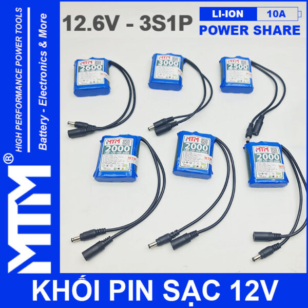 Khoi Pin Sac 12V 10A 3S1P Jack DC MTM Khoi Pin Sac 12V 10A 3S1P Jack DC MTM