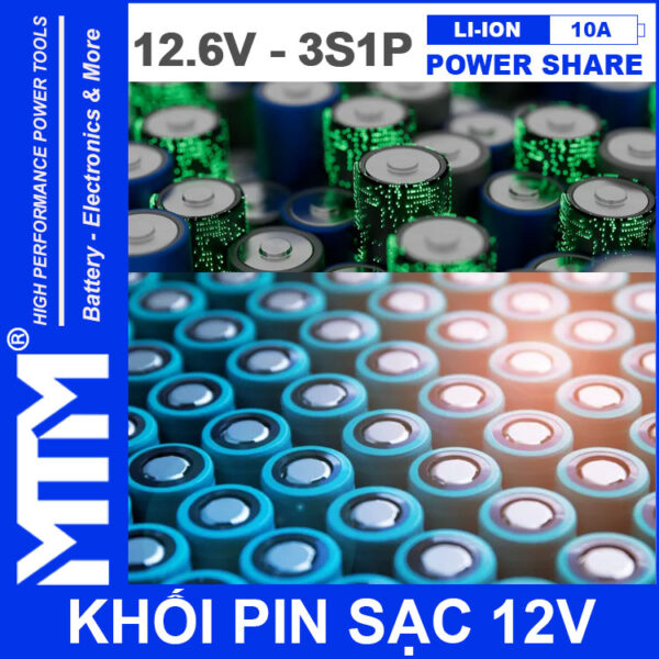 Cell Khoi Pin Sac 12V 10A 3S1P Jack DC MTM Cell Khoi Pin Sac 12V 10A 3S1P Jack DC MTM
