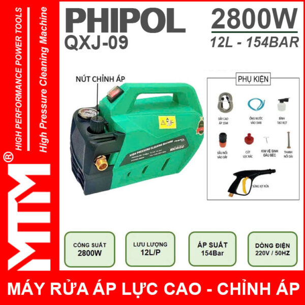 Ban May Rua Xe Ap Luc Cao 220V 2800W 12L 154Bar Phipol QXJ09 Loi Dong Chinh Ap Chinh Hang Ban May Rua Xe Ap Luc Cao 220V 2800W 12L 154Bar Phipol QXJ09 Loi Dong Chinh Ap Chinh Hang