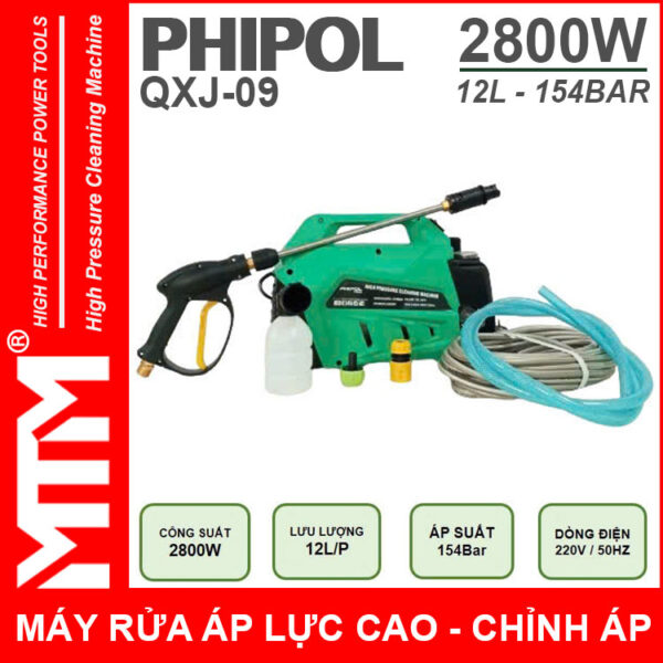 May Rua Xe Ap Luc Cao 220V 2800W 12L 154Bar Phipol QXJ09 Loi Dong Chinh Ap Gia Dinh May Rua Xe Ap Luc Cao 220V 2800W 12L 154Bar Phipol QXJ09 Loi Dong Chinh Ap Gia Dinh