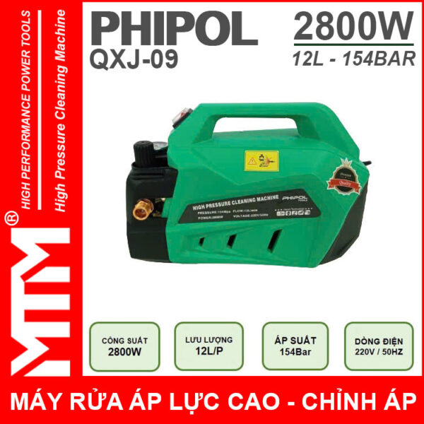 Ban May Rua Xe Ap Luc Cao 220V 2800W 12L 154Bar Phipol QXJ09 Loi Dong Chinh Ap Mat Hong Ban May Rua Xe Ap Luc Cao 220V 2800W 12L 154Bar Phipol QXJ09 Loi Dong Chinh Ap Mat Hong