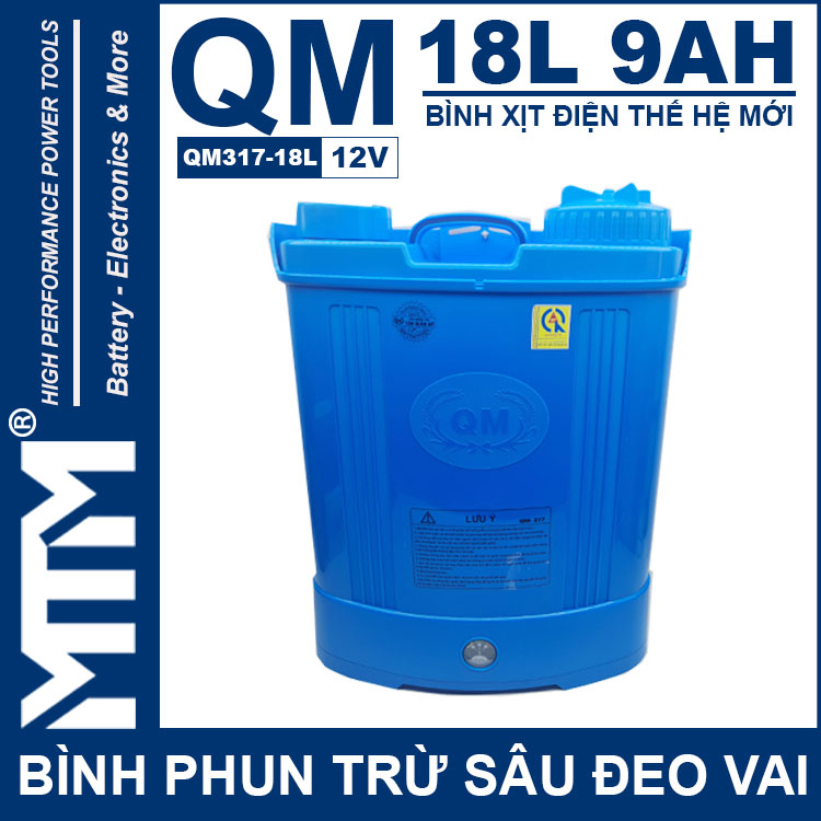 Binh Phun Thuoc Tru Sau Deo Vai 18L 12V 9Ah Tan Quan My QM317 18L Binh Chua